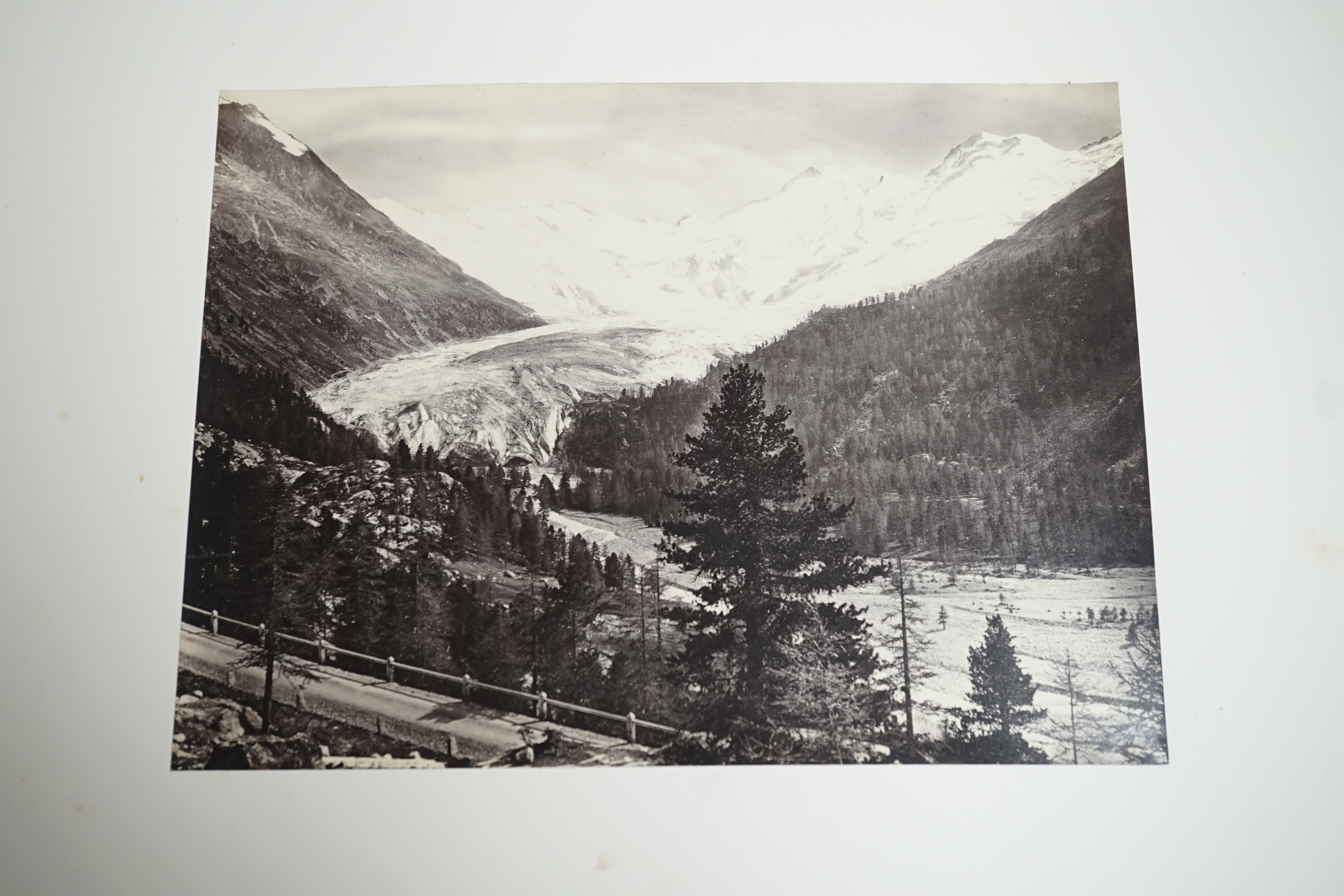 Forty one, unframed, late 19th / early 20th century black and white photographs, mostly European alpine scenes, inscribed in pencil with the titles, the majority 15 x 20cm